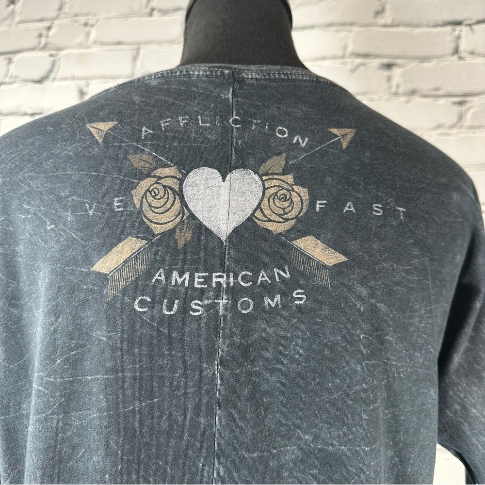 Affliction American Customs Women’s Skull Shirt Top Embellished Y2k Goth XS - Picture 3 of 11